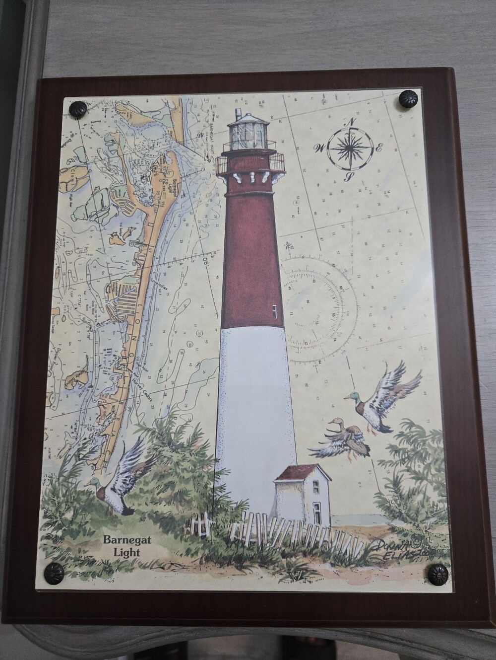Vintage 2008 Framed Barnegat Lighthouse Artist Donna Elias